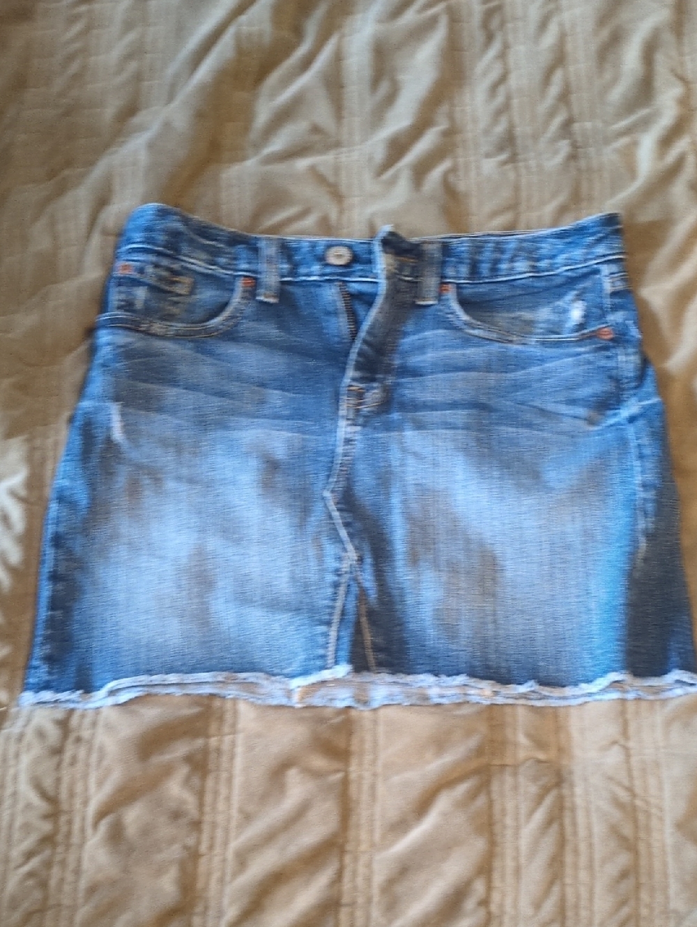 GAP Blue Denim Mini Skirt with Frayed Hem